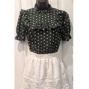 SHEIN Emerald Green Polka Dot Blouse (Women's Size S)